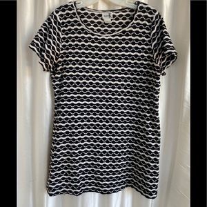 Tunic or Minidress black and bone weave.  large